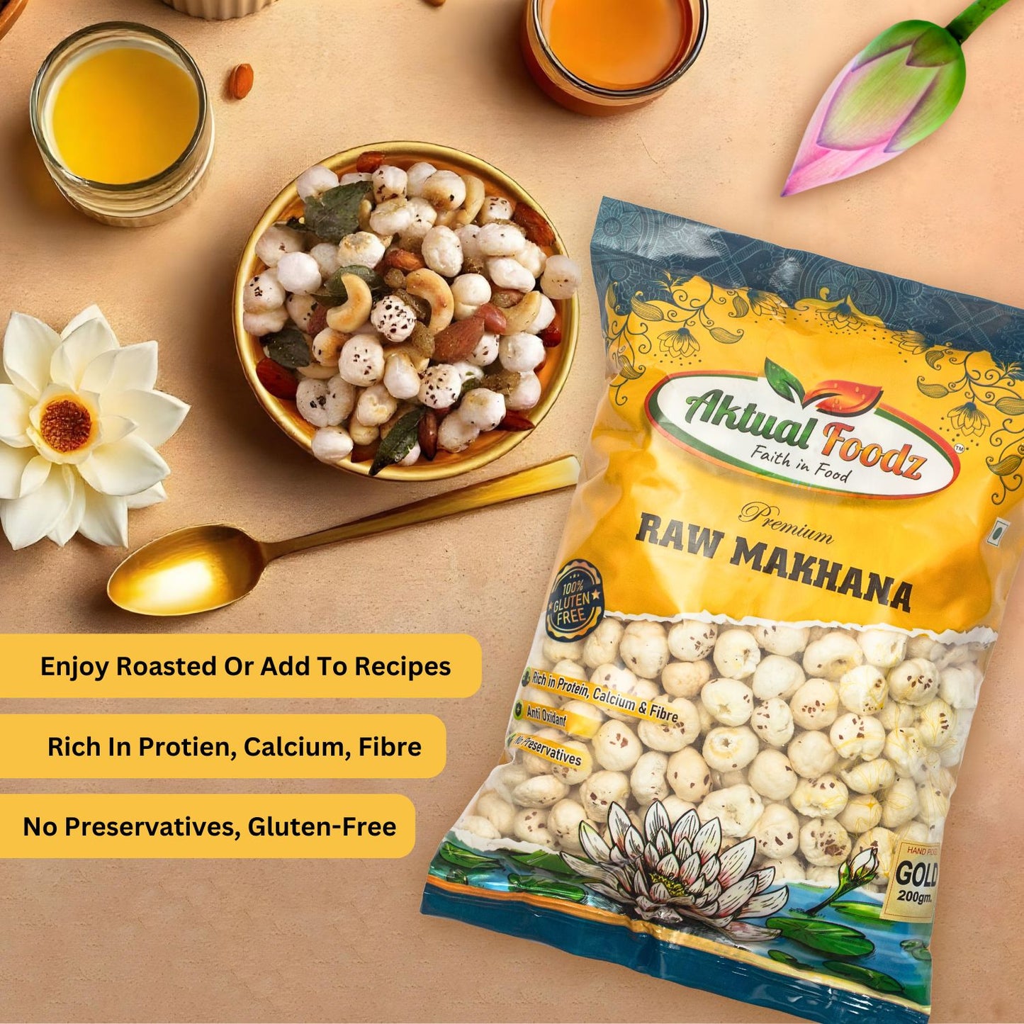 Aktualfoodz Gold best Raw Makhana (200 grams)( 6+ suta makhana)