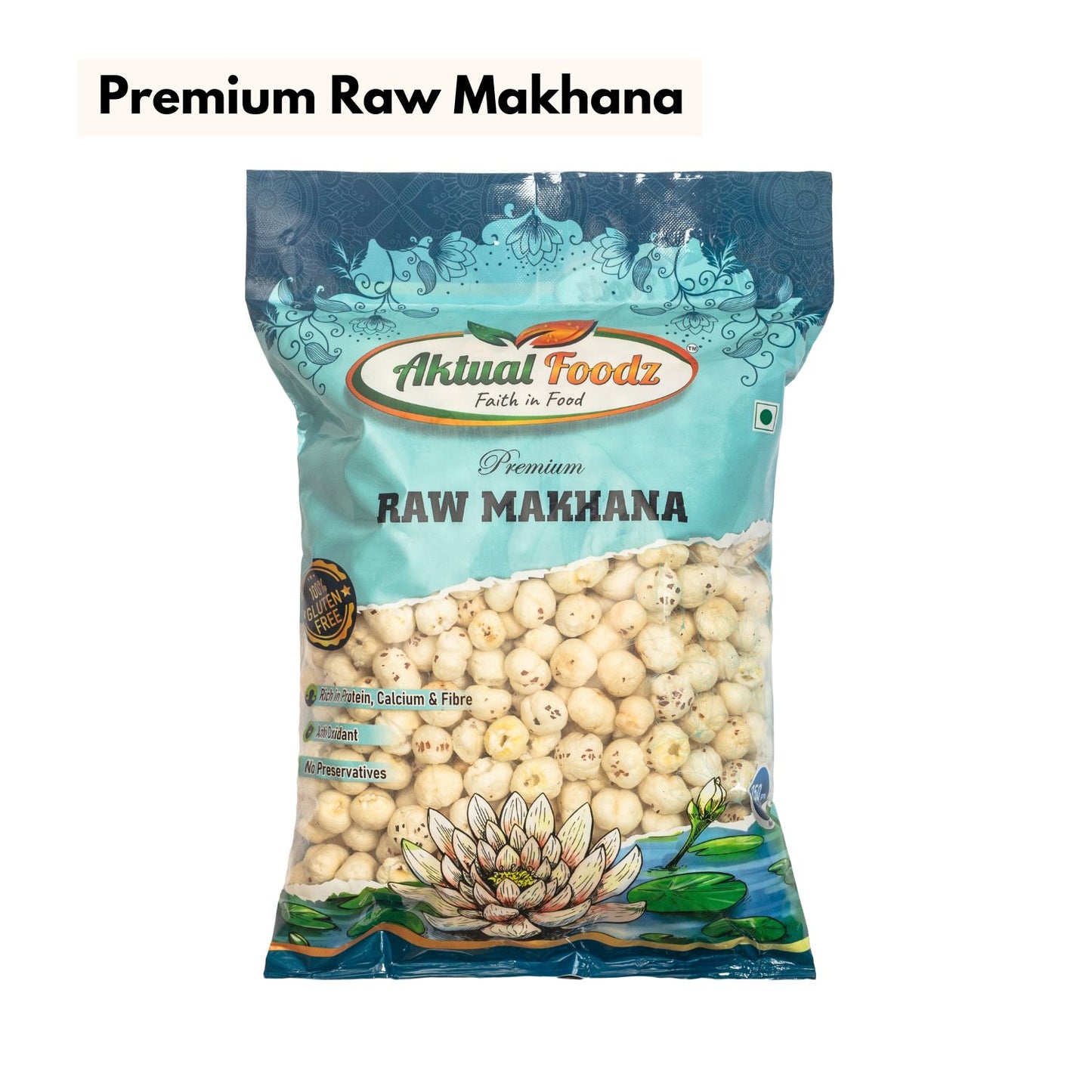 Aktualfoodz premium raw plain makhana(250 grams) ( 5 suta makhana)