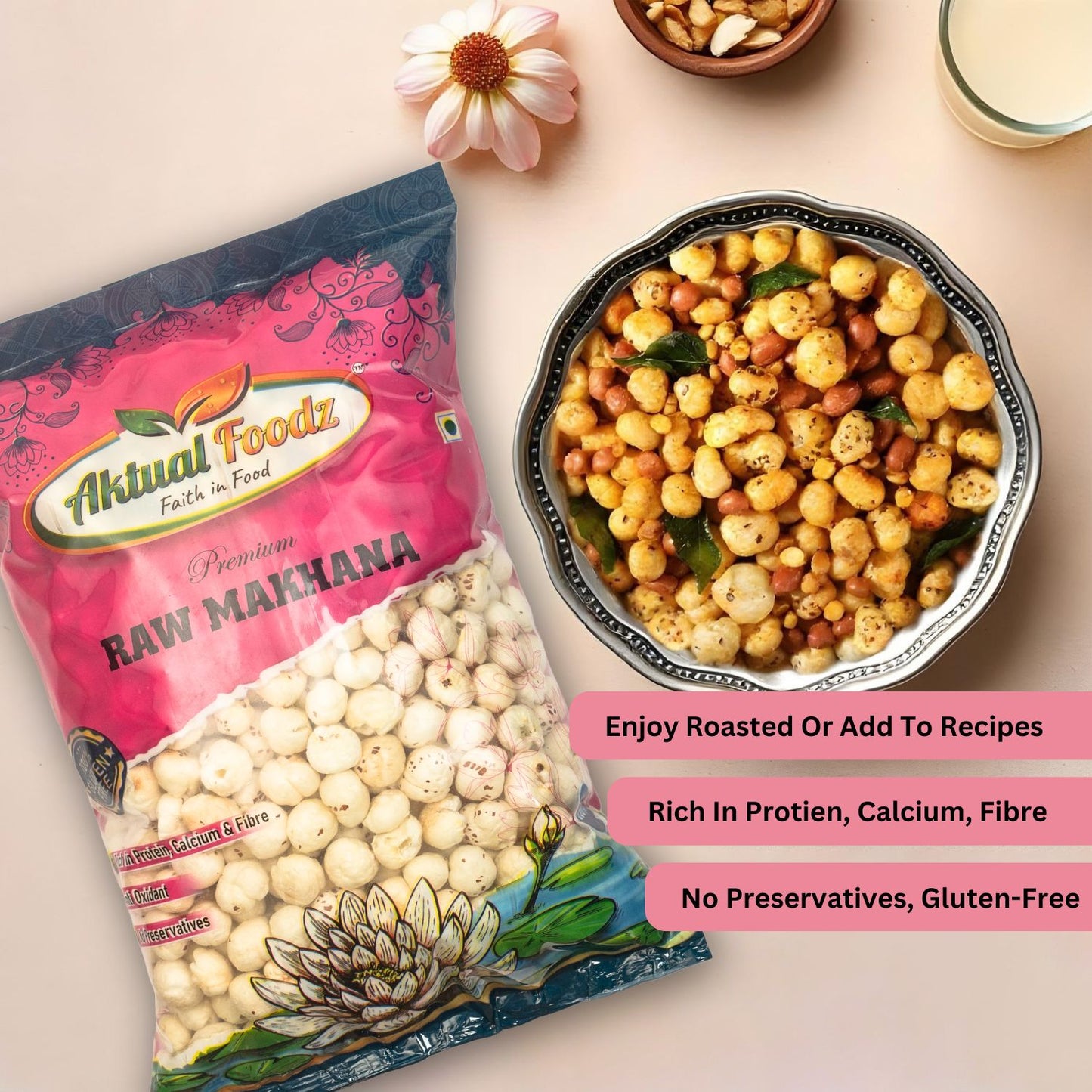 Aktualfoodz Silver raw Makhana (250 grams)( 5+ 6 suta makhana)