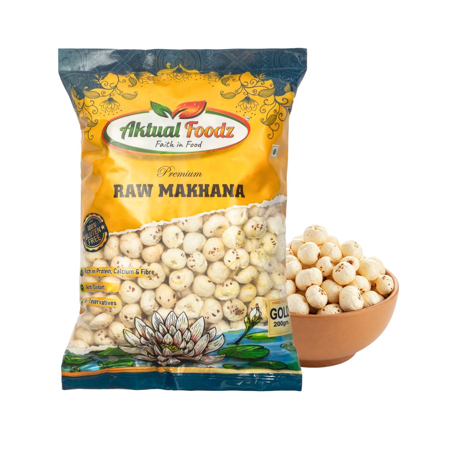 Aktualfoodz Gold  best Raw Makhana (200 grams)( 6+ suta makhana)