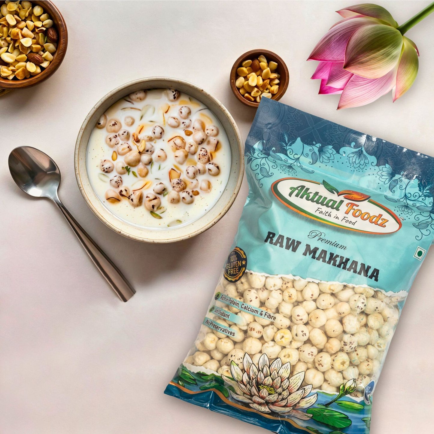Aktualfoodz premium raw plain makhana(250 grams) ( 5 suta makhana)