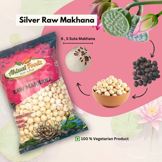 Aktualfoodz Silver raw Makhana (250 grams)( 5+ 6 suta makhana)